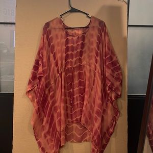 Red and orange long dress.